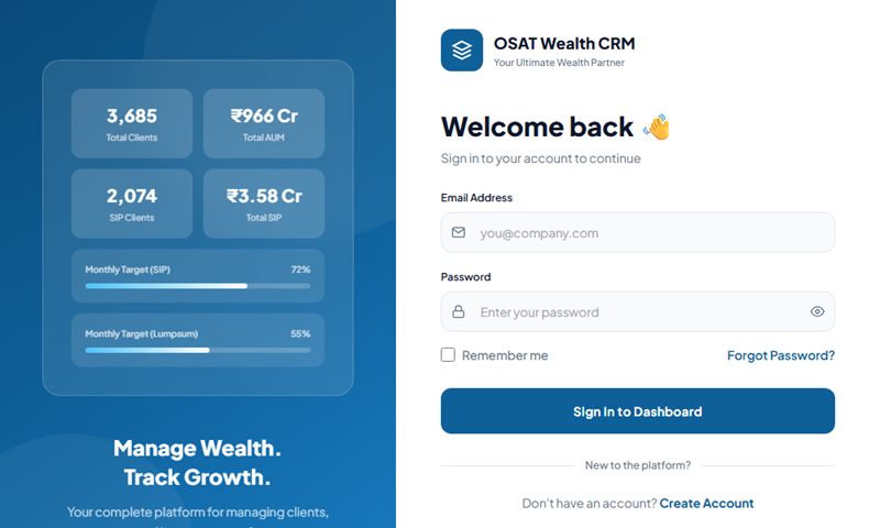 OSAT Wealth CRM website